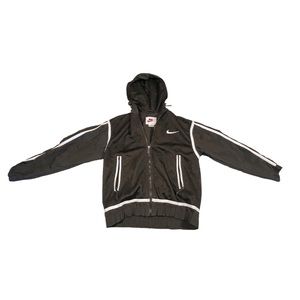 Vintage Nike Black Windbreaker Large Swoosh. On the Back Mesh Hoodie Sz Small